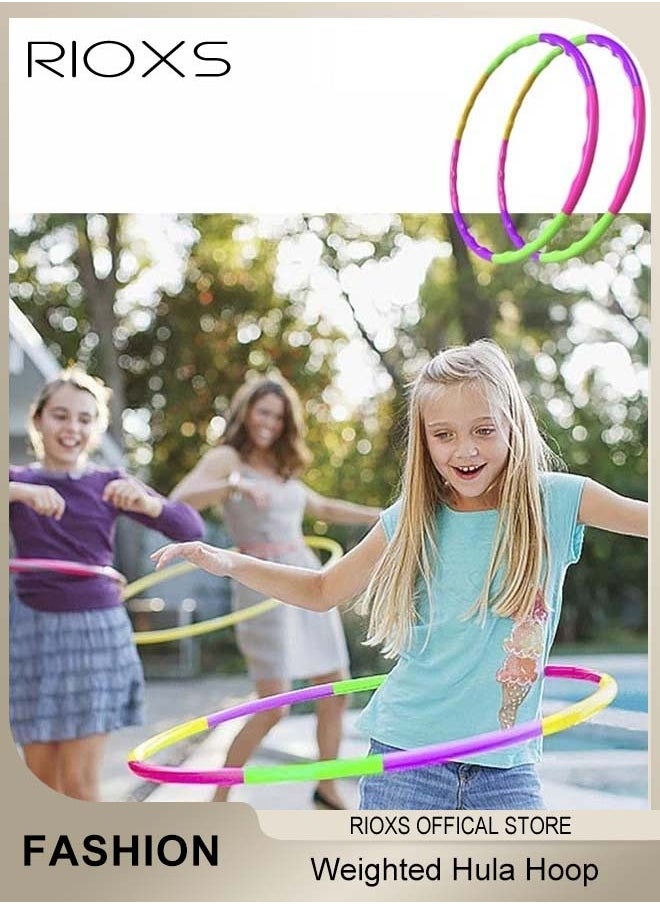 RIOXS - Exercise Hula Hoops for Adults Exercise Hoops Snap Together Detachable Adjustable Weight Size Plastic Hoop Hoola Rings Kids Colorful Hoops Ring for Girls Boys Fitness - Image 1