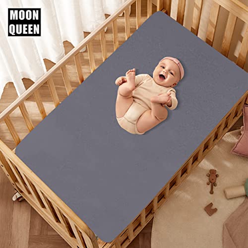 MOONQUEEN 2-Pack Baby Fitted Crib Sheets - Soft Breathable Microfiber Toddler Nursery Sheet Set for Boys and Girls, Fits Standard Size Crib Mattress 28 x 52 x 8in, Grey - Image 3