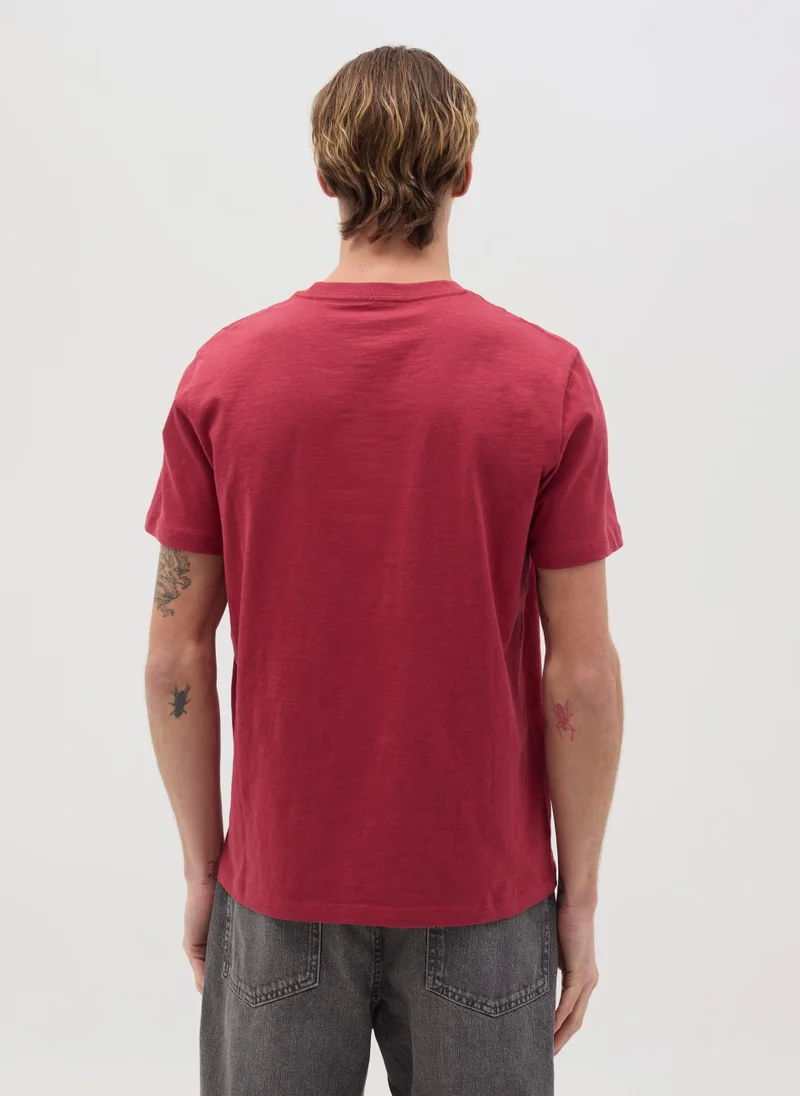 Ovs T-Shirt In Slub Cotton With Round Neck