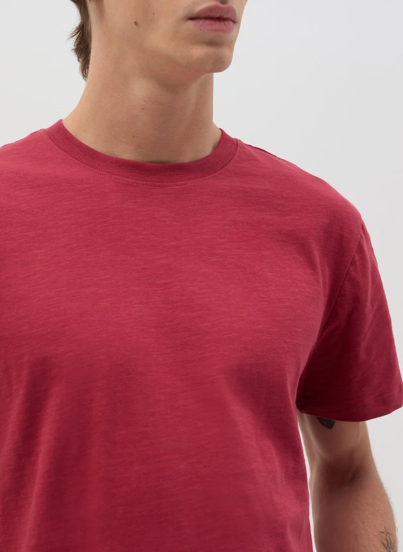 Ovs T-Shirt In Slub Cotton With Round Neck