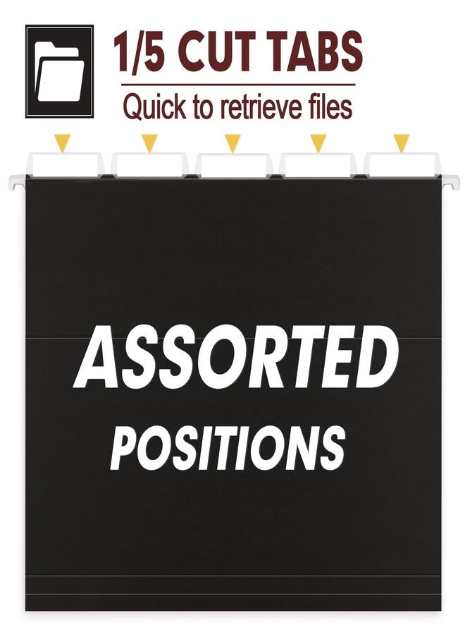 HERKKA Hanging File Folders, 60 Pack Reinforced Letter Size Hanging Folders, Designed for Bulky Files, Filing Cabinet, 1/5-Cut Adjustable Tabs (Black) - Image 3