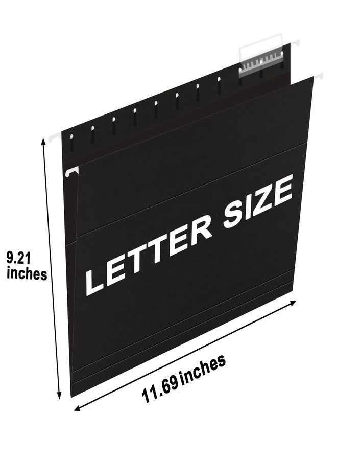 HERKKA Hanging File Folders, 60 Pack Reinforced Letter Size Hanging Folders, Designed for Bulky Files, Filing Cabinet, 1/5-Cut Adjustable Tabs (Black) - Image 2