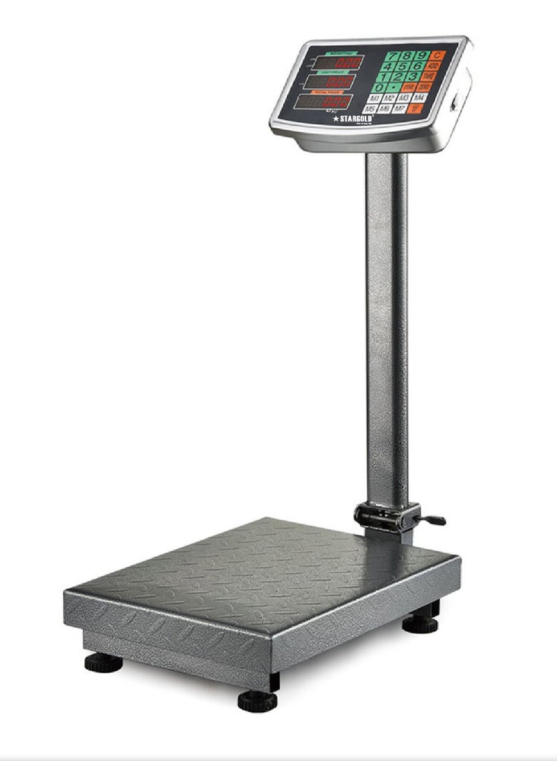 ستارجولد ميزان حوسبة TCS، منصة وزن رقمية بسعة 150 كجم، مستشعر عالي الدقة مع شاشة LCD مدمجة ببطارية قابلة لإعادة الشحن