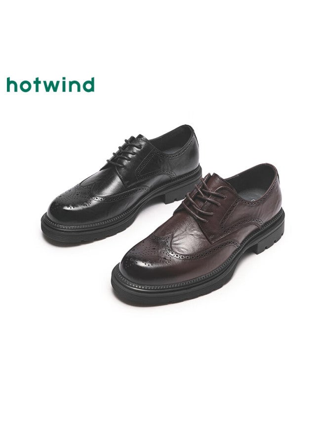 Hotwind أحذية رجال رسمية من جلد هوتويند، أسلوب جديد ريترو للربيع والخريف، أحذية جلدية غير رسمية متعددة الاستخدامات، أحذية أكسفورد، أحذية رسمية - Image 1