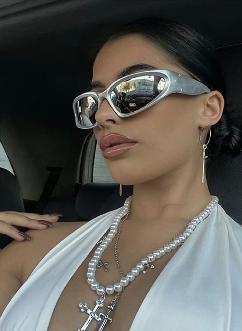 Excefore نظارات شمسية رياضية ملفوفة للرجال والنساء بإطار سميك بيضاوي أنيق وظلال رياضية أنيقة - Image 5