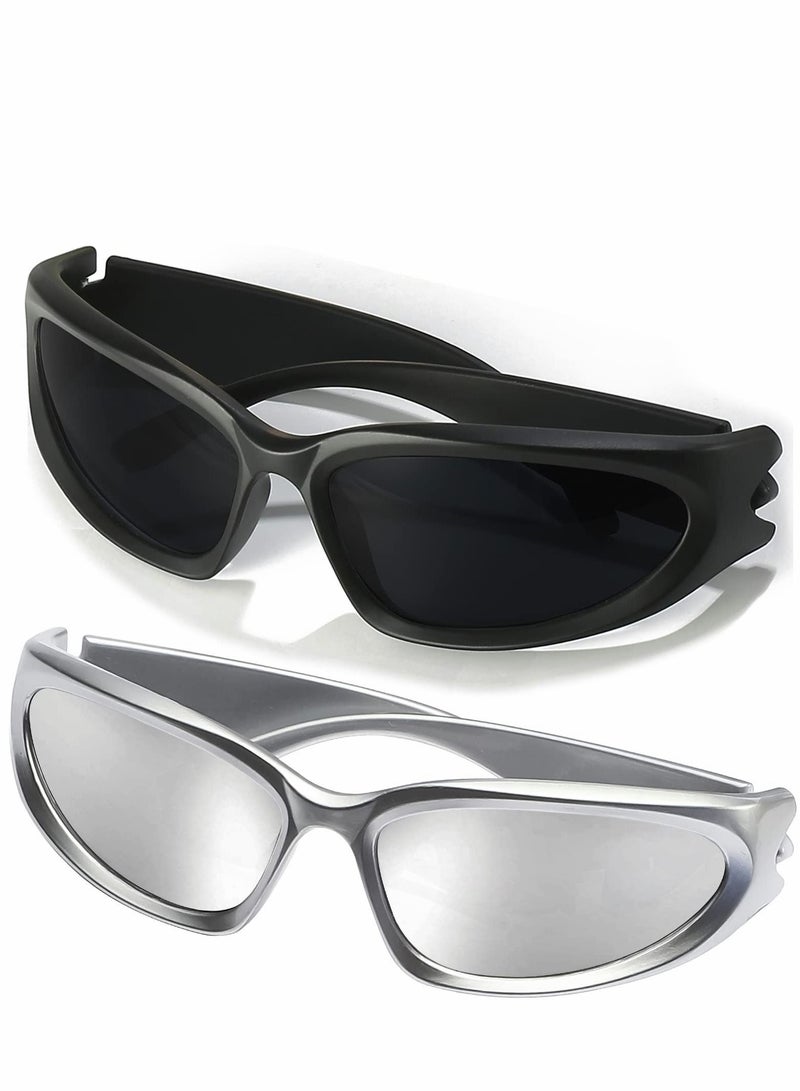 Excefore نظارات شمسية رياضية ملفوفة للرجال والنساء بإطار سميك بيضاوي أنيق وظلال رياضية أنيقة - Image 1