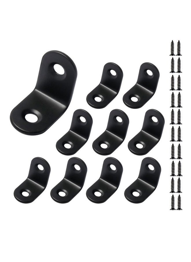 Generic - 10PCS Bracket Corner Brace Stainless Steel L Brackets for Shelves Small Right Angle Bracket for Wood Furniture Chair Drawer Cabinet 90 Degree L-Shaped Bracket Right Angle Laminated Plate Support Black - Image 1