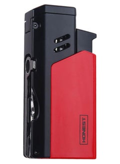 Honest Butane Torch Lighter – Windproof Jet Flame Metal Lighter with Refill Design, Small Tool for Men’s Cigars & Women’s Outdoor Camping BBQ (Red)  - Image 1