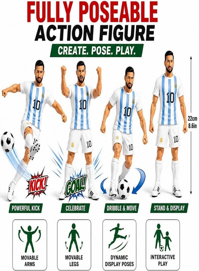 GKNEX مجسم ميسي لكرة القدم، إصدار كأس العالم 2026 - لعبة تذكارية لنجم كرة القدم، مجسم رياضي مفصل مع كرة، نموذج عرض فاخر للجماهير وهواة الجمع - Image 3