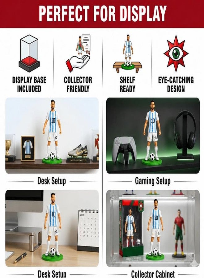 GKNEX مجسم ميسي لكرة القدم، إصدار كأس العالم 2026 - لعبة تذكارية لنجم كرة القدم، مجسم رياضي مفصل مع كرة، نموذج عرض فاخر للجماهير وهواة الجمع - Image 4