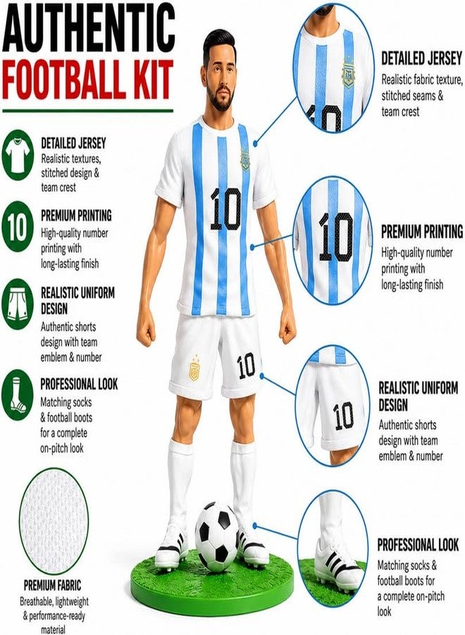 GKNEX مجسم ميسي لكرة القدم، إصدار كأس العالم 2026 - لعبة تذكارية لنجم كرة القدم، مجسم رياضي مفصل مع كرة، نموذج عرض فاخر للجماهير وهواة الجمع - Image 5