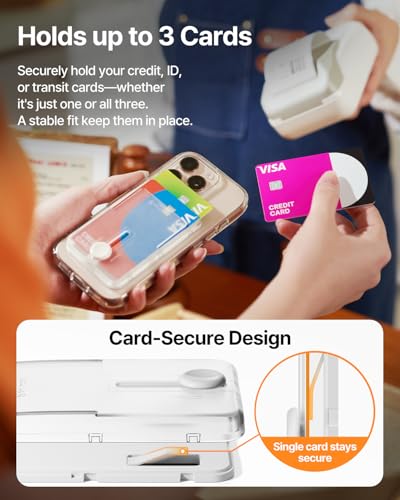 Sinjimoru for MagSafe Pop-Up Wallet, Quick Access Magnetic Card Holder with 3000G Strong Magnet and Anti-Slip Silicone Backing, Compatible with iPhone 12 to 17 Series. M-Button Up Wallet Matte Clear - Image 5