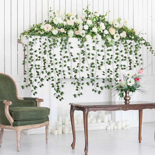 CEWOR 36 Pack 252ft Artificial Ivy Greenery Garland, Fake Vines Hanging Plants Backdrop for Room Bedroom Wall Decor, Green Leaves for Jungle Theme Party Wedding Decoration - Image 4