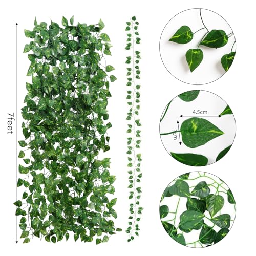 CEWOR 36 Pack 252ft Artificial Ivy Greenery Garland, Fake Vines Hanging Plants Backdrop for Room Bedroom Wall Decor, Green Leaves for Jungle Theme Party Wedding Decoration - Image 2