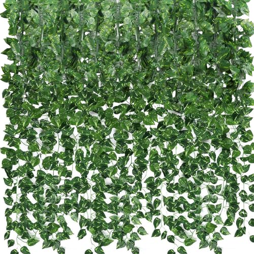 CEWOR 36 Pack 252ft Artificial Ivy Greenery Garland, Fake Vines Hanging Plants Backdrop for Room Bedroom Wall Decor, Green Leaves for Jungle Theme Party Wedding Decoration - Image 1