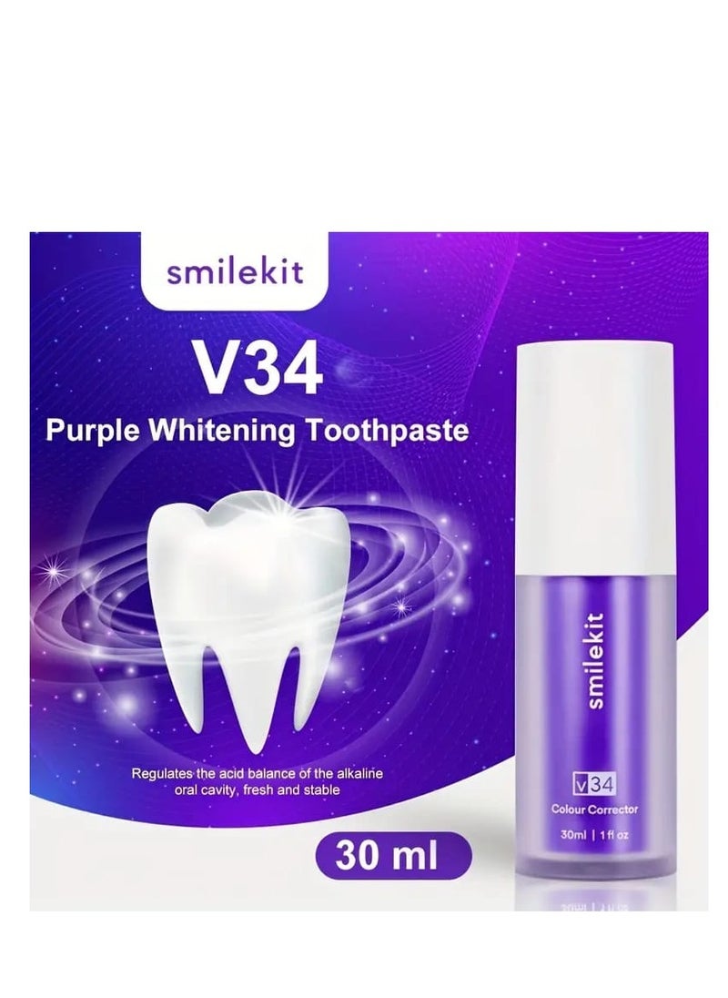 SMILEKIT v34 Colour Corrector, Purple Teeth Whitening, Tooth Stain Removal, Teeth Whitening Booster, Purple Toothpaste, Colour Correcting,  - Image 4