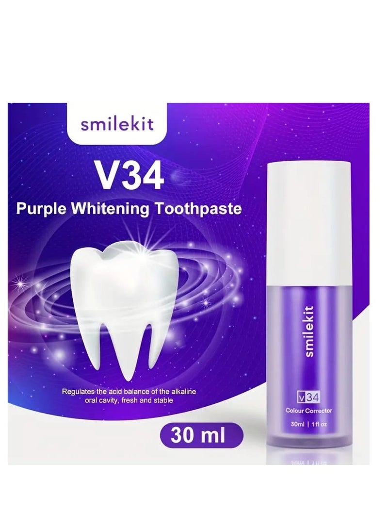 SMILEKIT v34 Colour Corrector, Purple Teeth Whitening, Tooth Stain Removal, Teeth Whitening Booster, Purple Toothpaste, Colour Correcting,  - Image 3