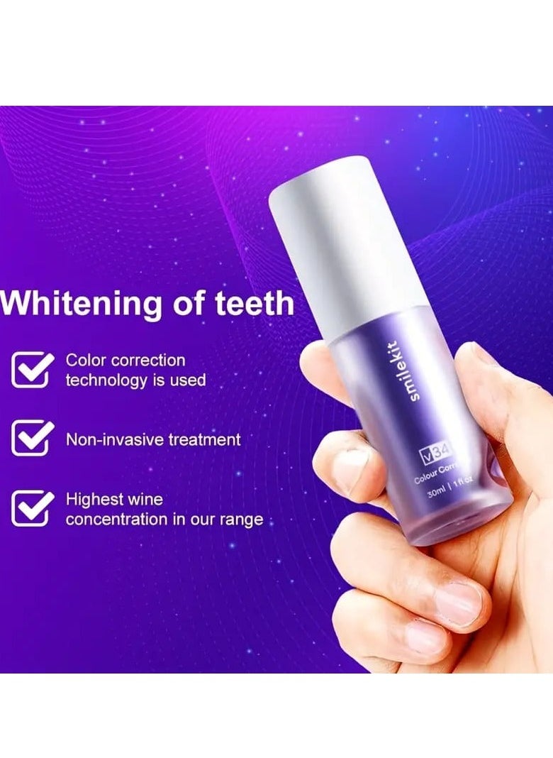 SMILEKIT v34 Colour Corrector, Purple Teeth Whitening, Tooth Stain Removal, Teeth Whitening Booster, Purple Toothpaste, Colour Correcting,  - Image 5