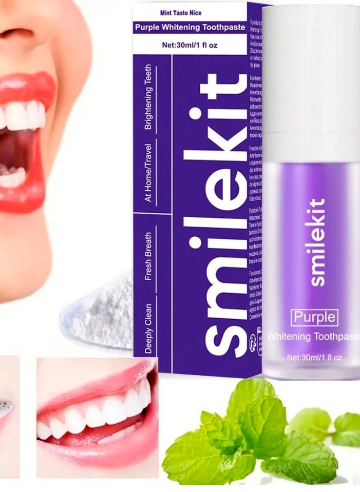 SMILEKIT v34 Colour Corrector, Purple Teeth Whitening, Tooth Stain Removal, Teeth Whitening Booster, Purple Toothpaste, Colour Correcting, - Image 4