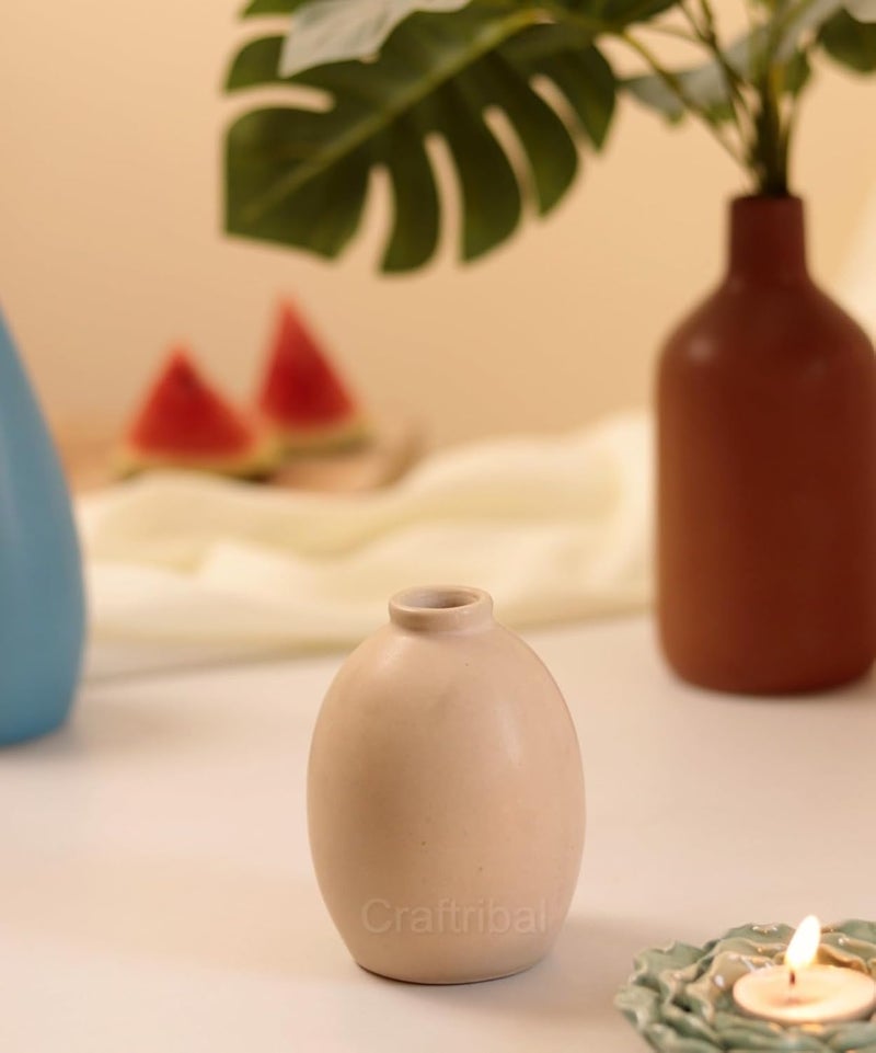 Craftribal Earth Tones Family Vases for Decor White Vase Decor Modern Vases for Home DecorCeramic Vase Pack of 3 - Image 4