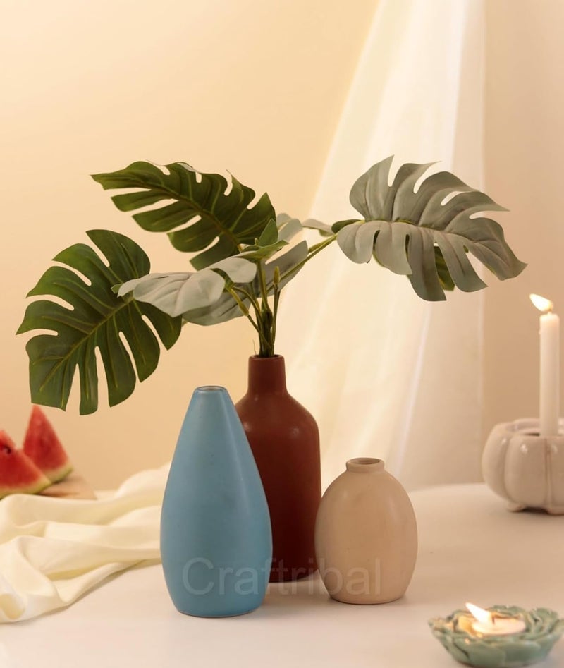 Craftribal Earth Tones Family Vases for Decor White Vase Decor Modern Vases for Home DecorCeramic Vase Pack of 3 - Image 1