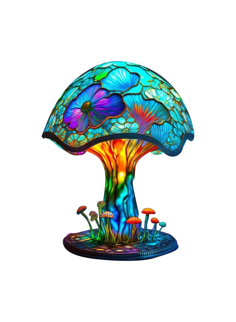 Y&D Mushroom Colourful Table Lamp, Painting Vintage Decorative Bedside Bohemian Resin Desk Plant Series Night Lamp for Bedroom Living Room Home Decor Gift - Image 1