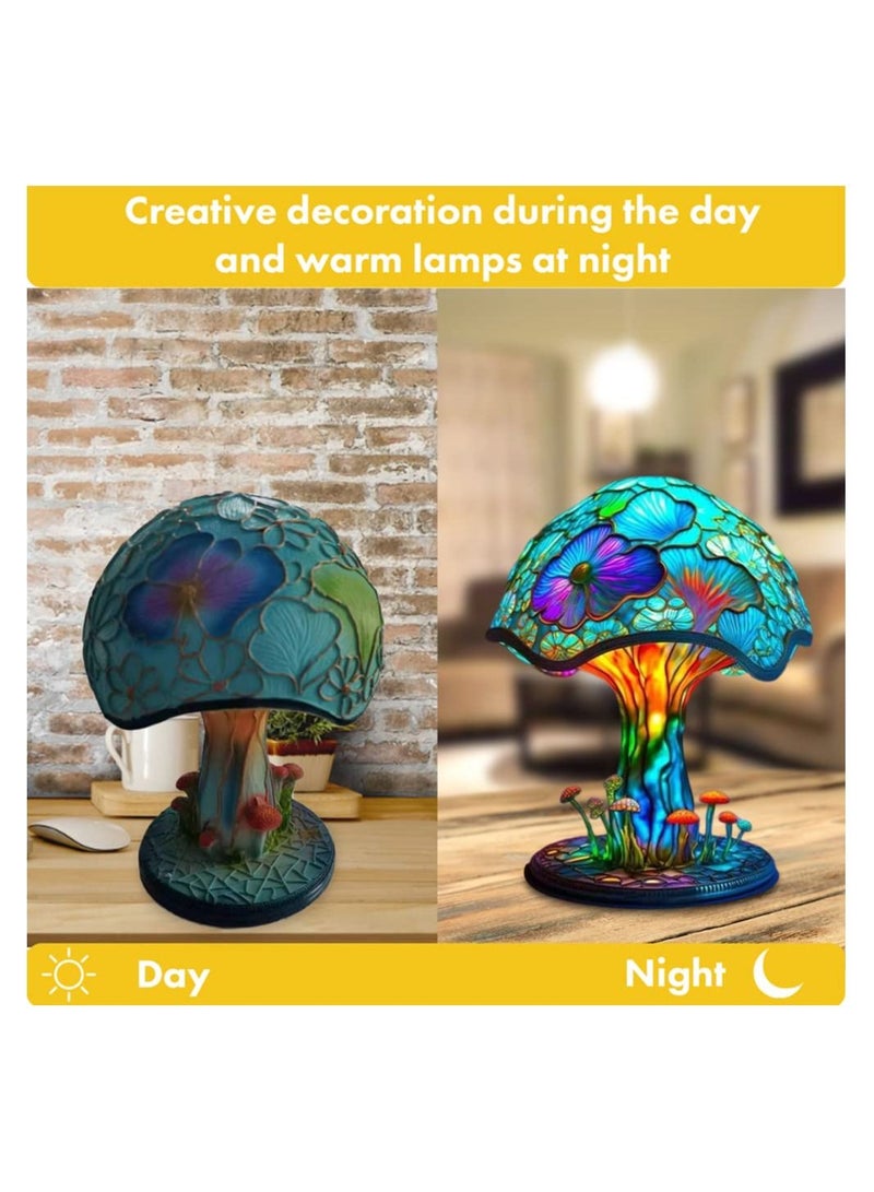 Y&D Mushroom Colourful Table Lamp, Painting Vintage Decorative Bedside Bohemian Resin Desk Plant Series Night Lamp for Bedroom Living Room Home Decor Gift - Image 4