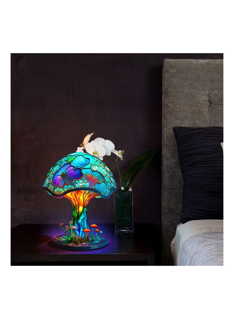 Y&D Mushroom Colourful Table Lamp, Painting Vintage Decorative Bedside Bohemian Resin Desk Plant Series Night Lamp for Bedroom Living Room Home Decor Gift - Image 5