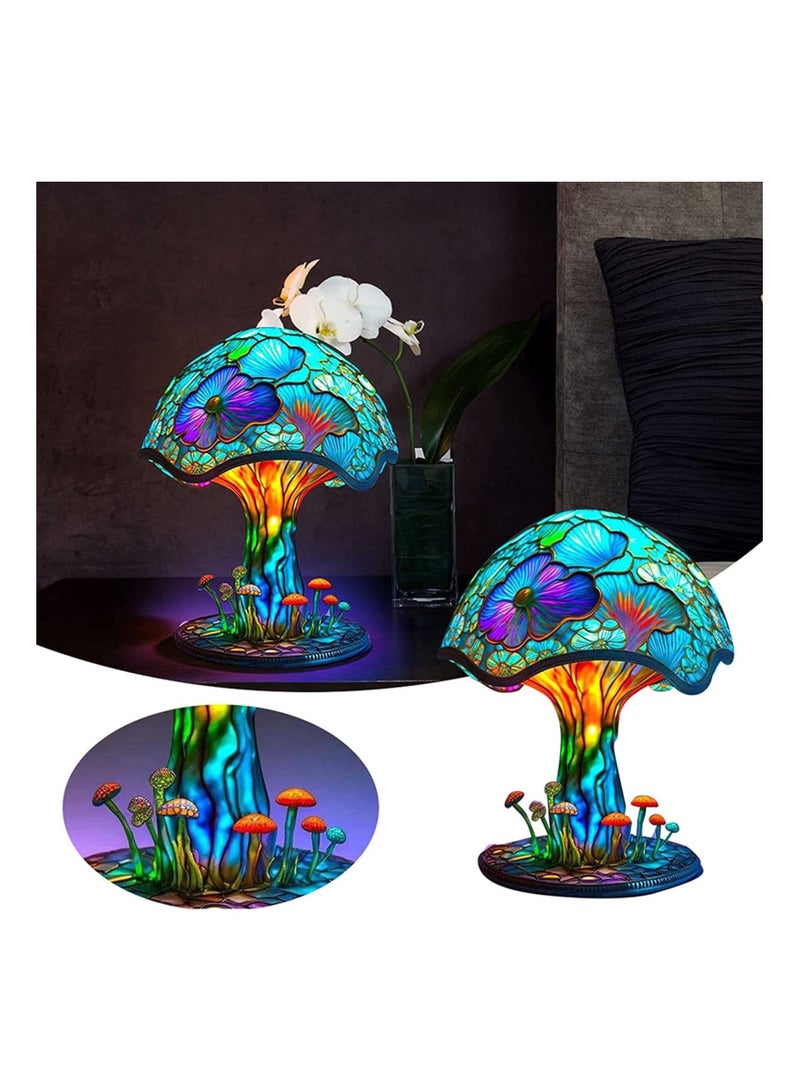 Y&D Mushroom Colourful Table Lamp, Painting Vintage Decorative Bedside Bohemian Resin Desk Plant Series Night Lamp for Bedroom Living Room Home Decor Gift - Image 3