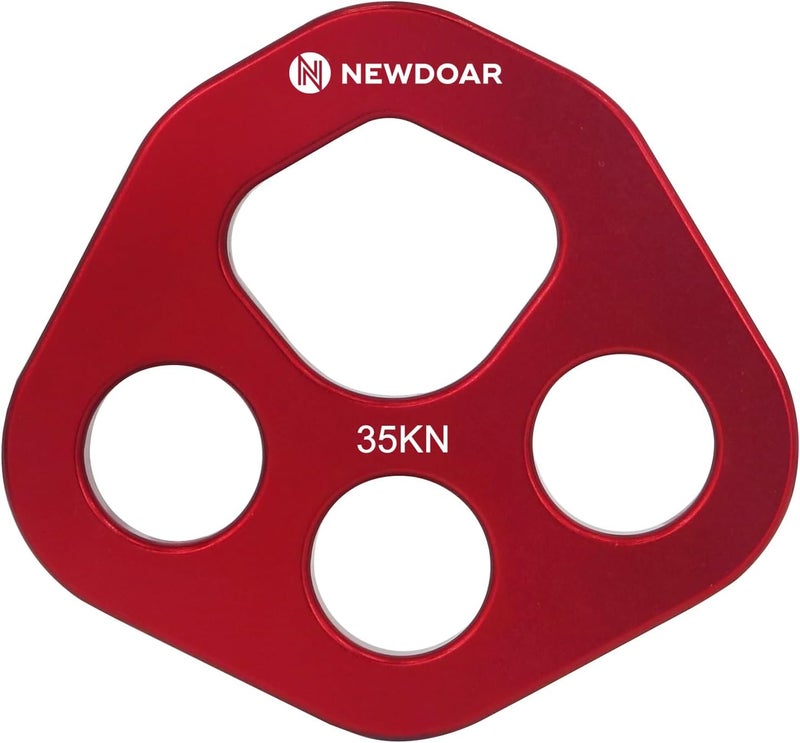 Newdoar Descender Plate 20KN Paw Rigging Plate 4 Holes Rock Climbing Gear(4 holes/20KN Red) - Image 1