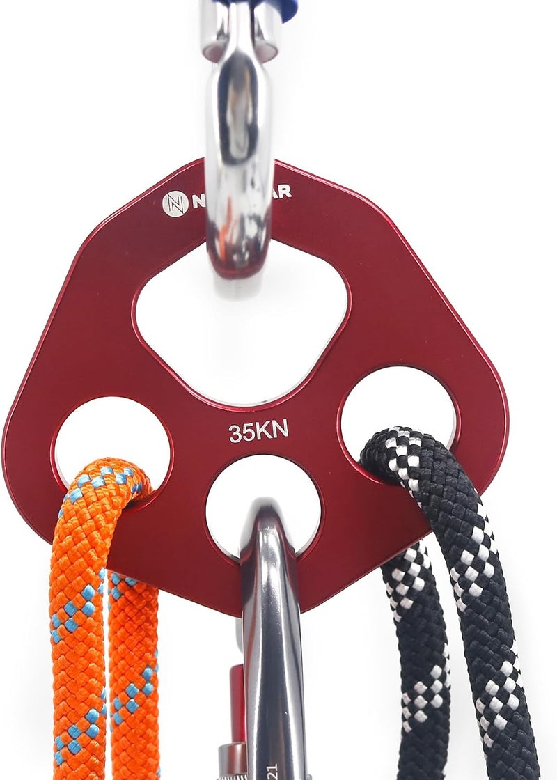 Newdoar Descender Plate 20KN Paw Rigging Plate 4 Holes Rock Climbing Gear(4 holes/20KN Red) - Image 4