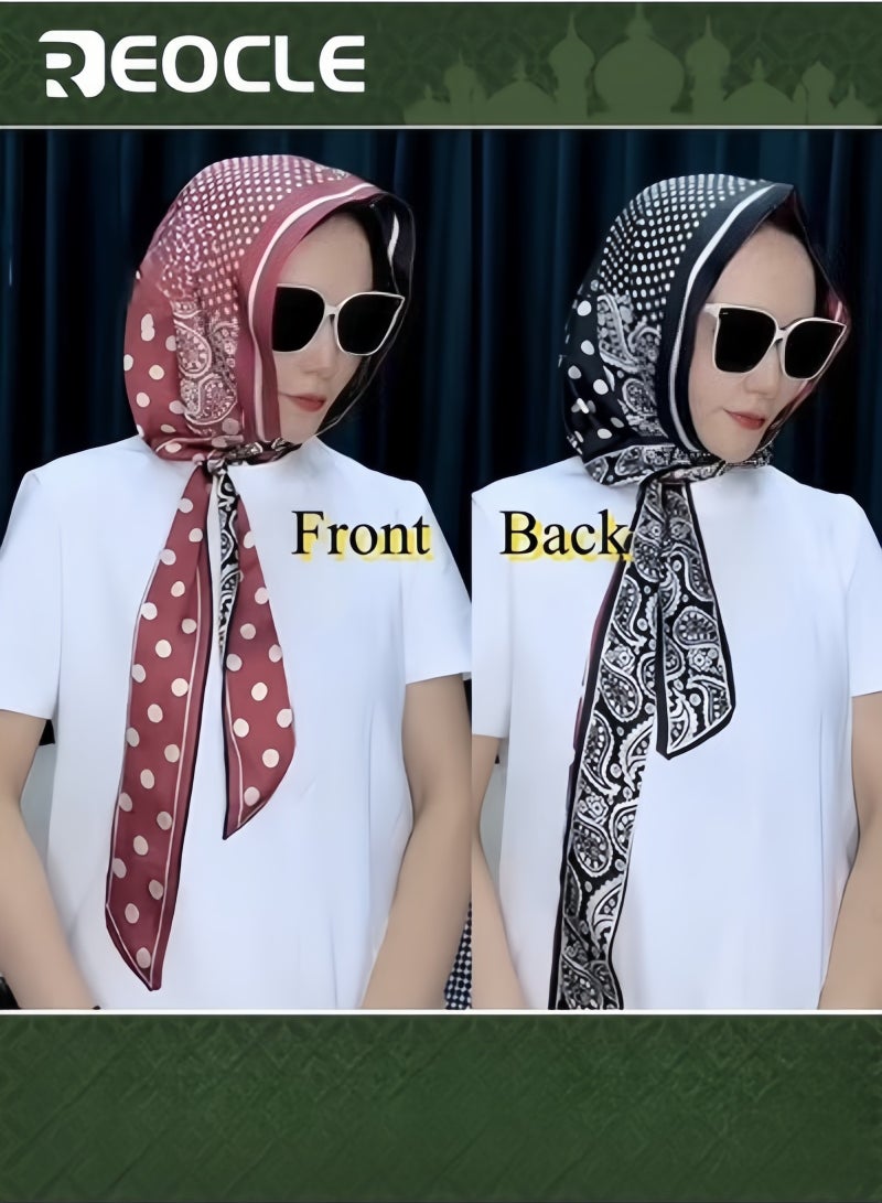 REOCLE Women's Turbans with Double Sided Sun Protection Turban Head Wraps Soft One Piece Hijab Long Turban Full Head Scarf Mulberry Silk Sunscreen Visor