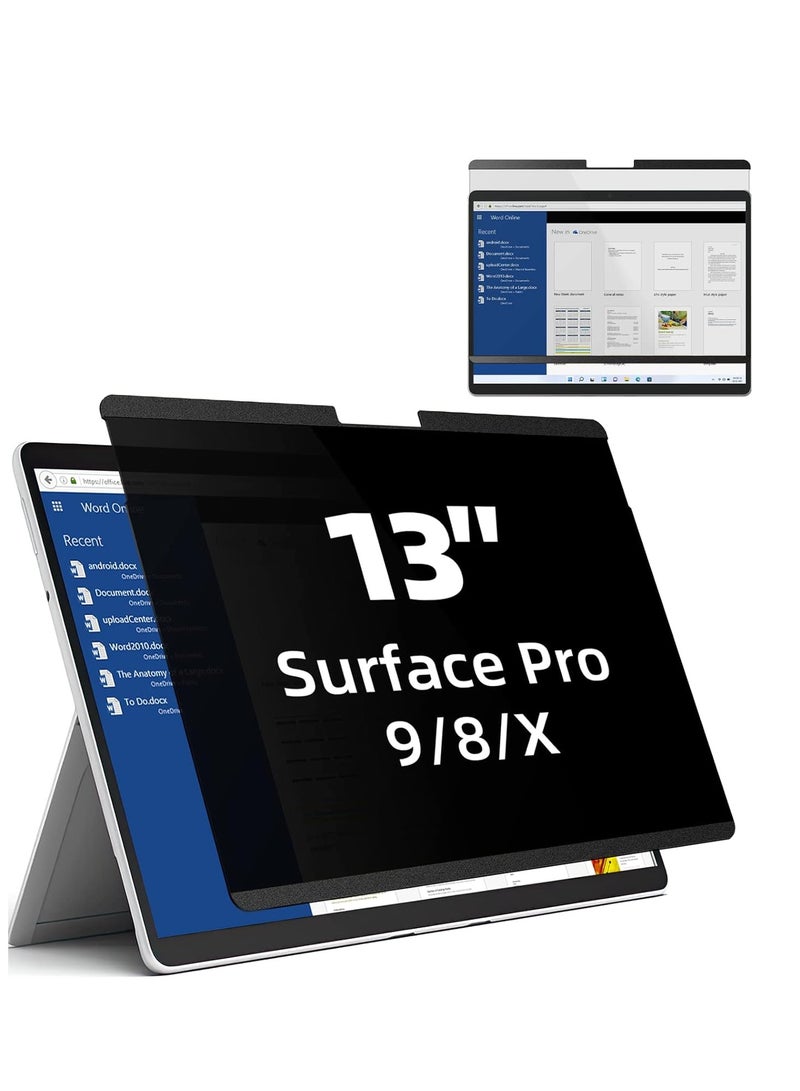 شاشة خصوصية مغناطيسية لجهاز Surface Pro 9/8/X مقاس 13 بوصة، فلتر ضوء أزرق مضاد للتوهج قابل للإزالة، واقي شاشة مضاد للتجسس لجهاز Microsoft Surface Pro 9/8/X مقاس 13 بوصة - Image 1