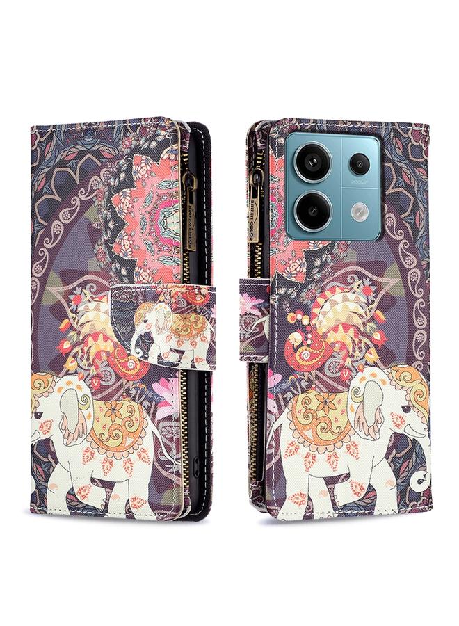 The Bros Case For Xiaomi Redmi Note 13 Pro 5G Colored Drawing Pattern Zipper Leather Phone Case