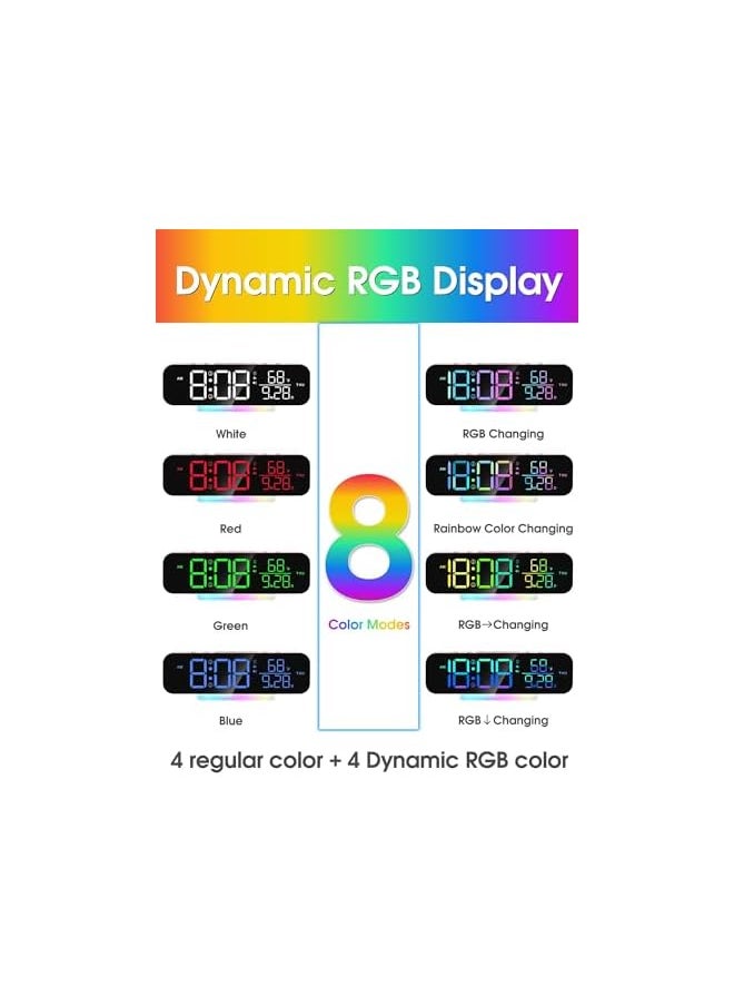 منبه قوي يهتز للنائمين بشكل ثقيل مع مبدل سرير، ساعات رقمية صاخبة للغاية مع ضوء ليلي RGB، شاشة كبيرة، منبه لذوي السمع الضعيف وكبار السن والمراهقين