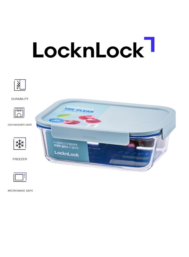 LocknLock Clear Glass Rectangular 1L Mint - Durable, Airtight, Heat-Resistant Food Storage Container - Image 1