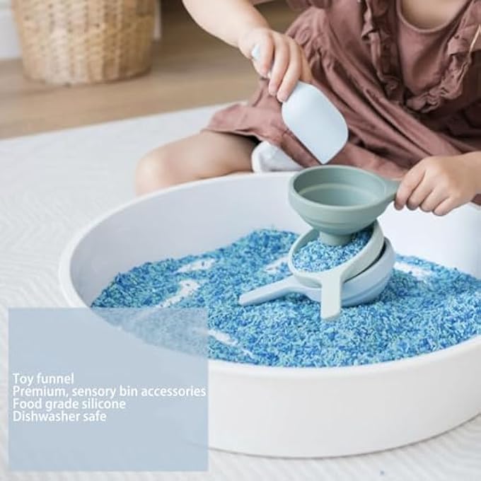 Nurnesy Scoop Silicone Foldable Sensory Toy Early Education Sensory Container Accessories Sensory Funnel Set for Toddlers 3 Pieces - Image 2