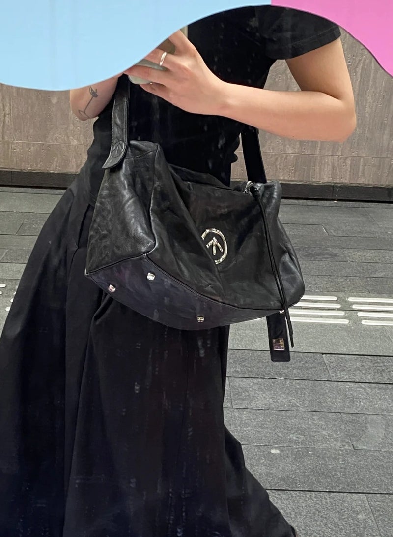 GT GROTTO Black Stone medium sized Large Capacity Shoulder Crossbody Bag Unisex - Image 3