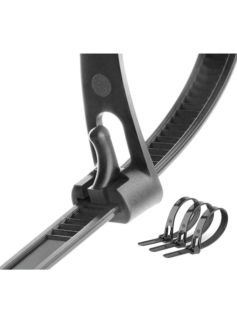 100 Pack 12 Inch Releasable Reusable Black Heavy Duty Zip Ties, 30.5cm Thick Nylon Releasable Cable Ties - Image 1
