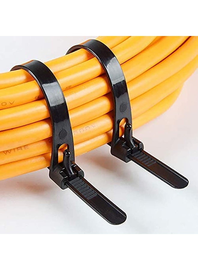 100 Pack 12 Inch Releasable Reusable Black Heavy Duty Zip Ties, 30.5cm Thick Nylon Releasable Cable Ties - Image 2