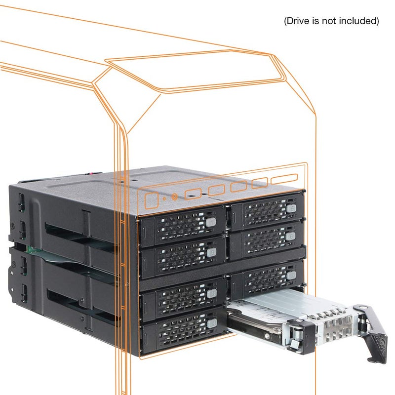 Icy Dock إيسي دوك 8 باي 2.5 SAS/SATA HDD/SSD هوت سواب باك بلين موبايل راك إنكلوزر ل 2 × 5.25 باي (2 × ميني ساس HD) | توف أرمور MB508SP-B - Image 2