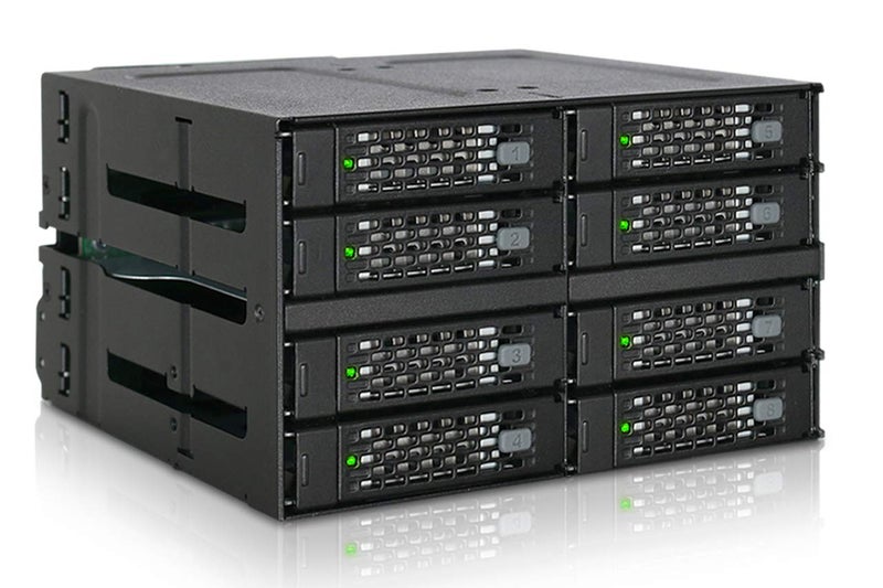 Icy Dock إيسي دوك 8 باي 2.5 SAS/SATA HDD/SSD هوت سواب باك بلين موبايل راك إنكلوزر ل 2 × 5.25 باي (2 × ميني ساس HD) | توف أرمور MB508SP-B - Image 1
