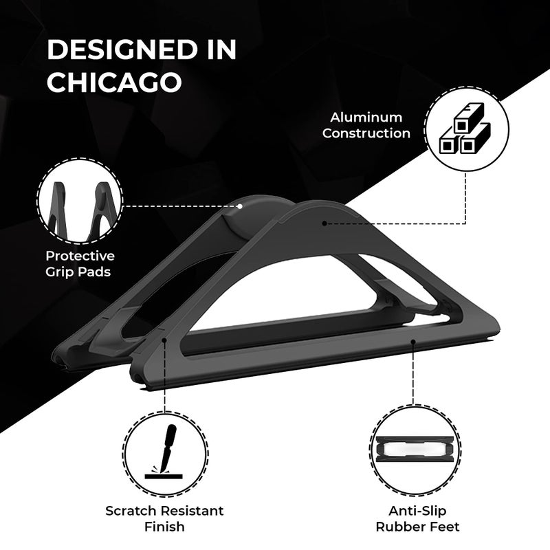 HumanCentric Vertical Laptop Stand for Desks in Matte Black, Upright Adjustable Holder to Dock Apple MacBook Stand, and Other Laptops to Organize Work & Home Office, Automatic Grip - Image 5