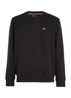 TOMMY JEANS Men's Flag Patch Fleece Sweatshirt, Black  - Image 3