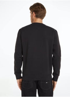 TOMMY JEANS Men's Flag Patch Fleece Sweatshirt, Black  - Image 4