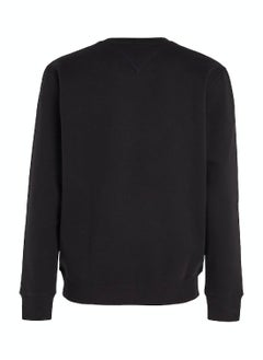 TOMMY JEANS Men's Flag Patch Fleece Sweatshirt, Black  - Image 5
