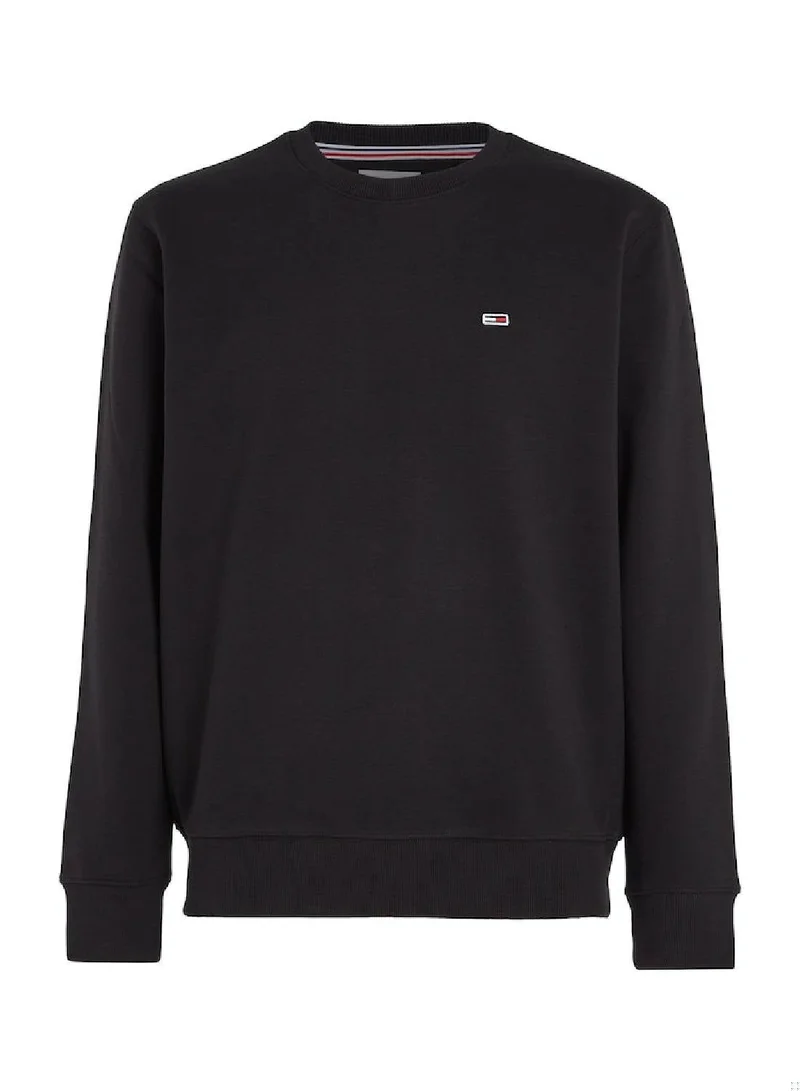 TOMMY JEANS Black Flag Patch Fleece Sweatshirt for Men | Best Price UAE