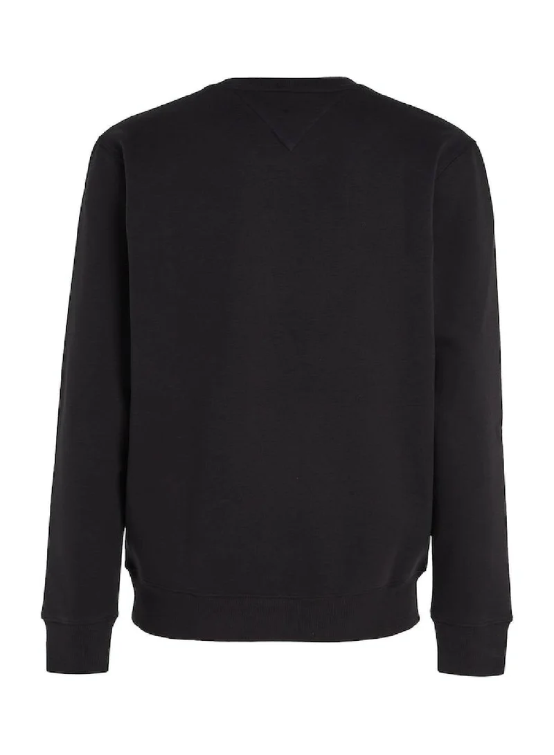 TOMMY JEANS Black Flag Patch Fleece Sweatshirt for Men | Best Price UAE