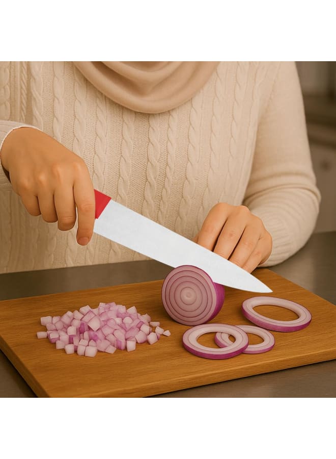 Tramontina Professional 8" Meat Knife – Stainless Steel Blade, Red Polypropylene Handle with Antimicrobial Protection, Comfort Grip, Dishwasher Safe - Image 2