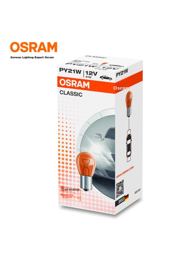 Osram Turn Signal Light, Single Filament Orange-yellow, Py21w, Pack Of 10 - Image 1